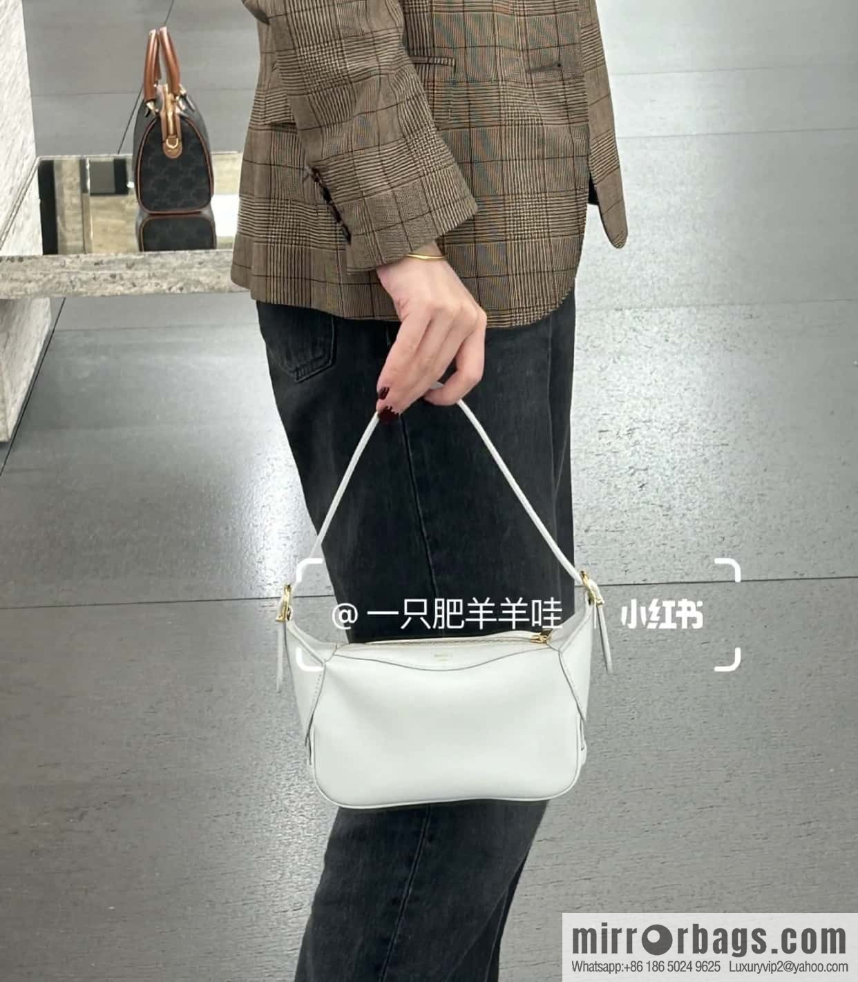 CELINE ROMY Mini Soft Cow Leather Handbag 10K123 White