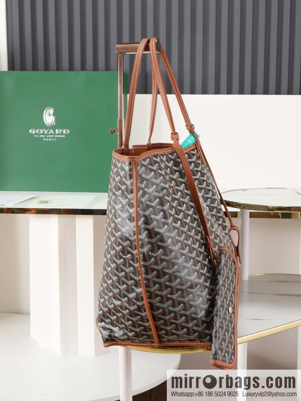 [Premium quality, original materials] Goyard reversible anjous double-sided tray extra large brown tray bag