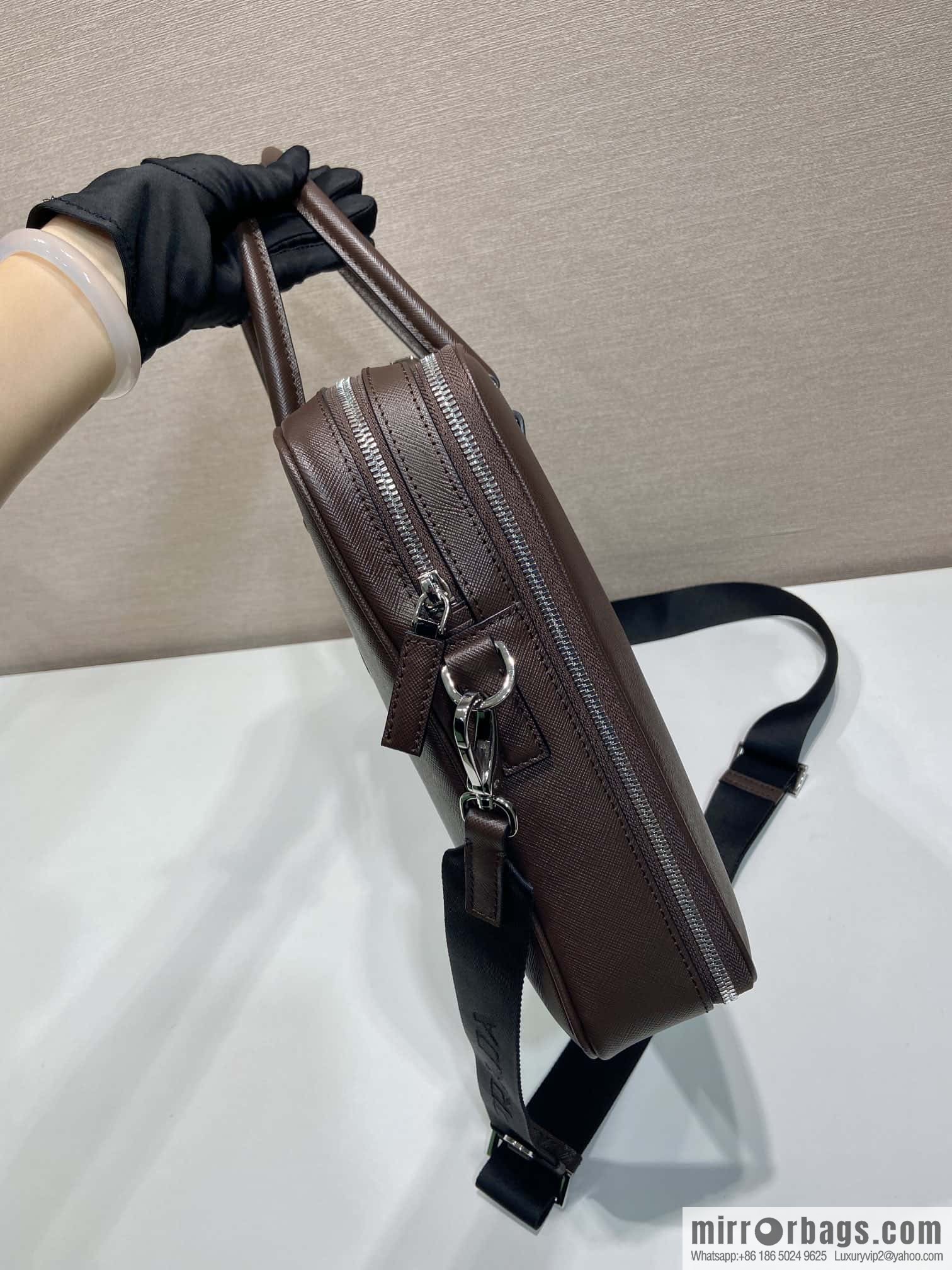 PRADA ๐ Double Briefcase ๐๐ 2VE022 Dark Coffee๐