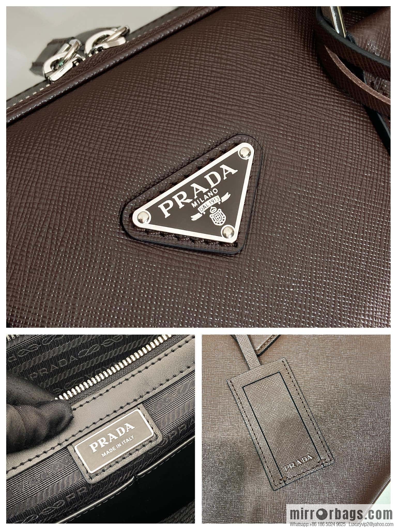 PRADA ๐ Double Briefcase ๐๐ 2VE022 Dark Coffee๐