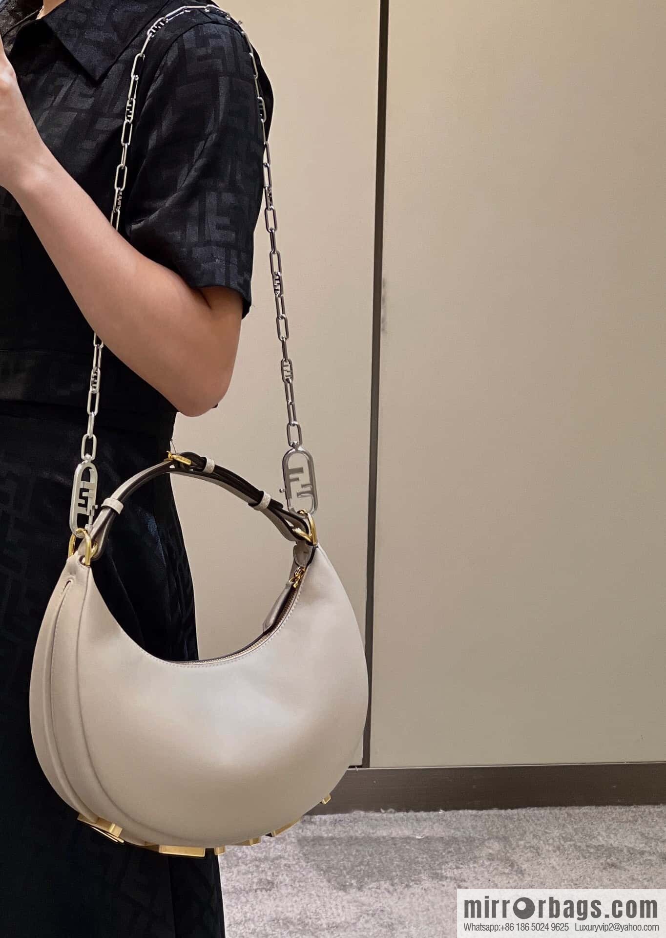 FENDI Fendigraphy armpit bag, model number: 80056m light gray