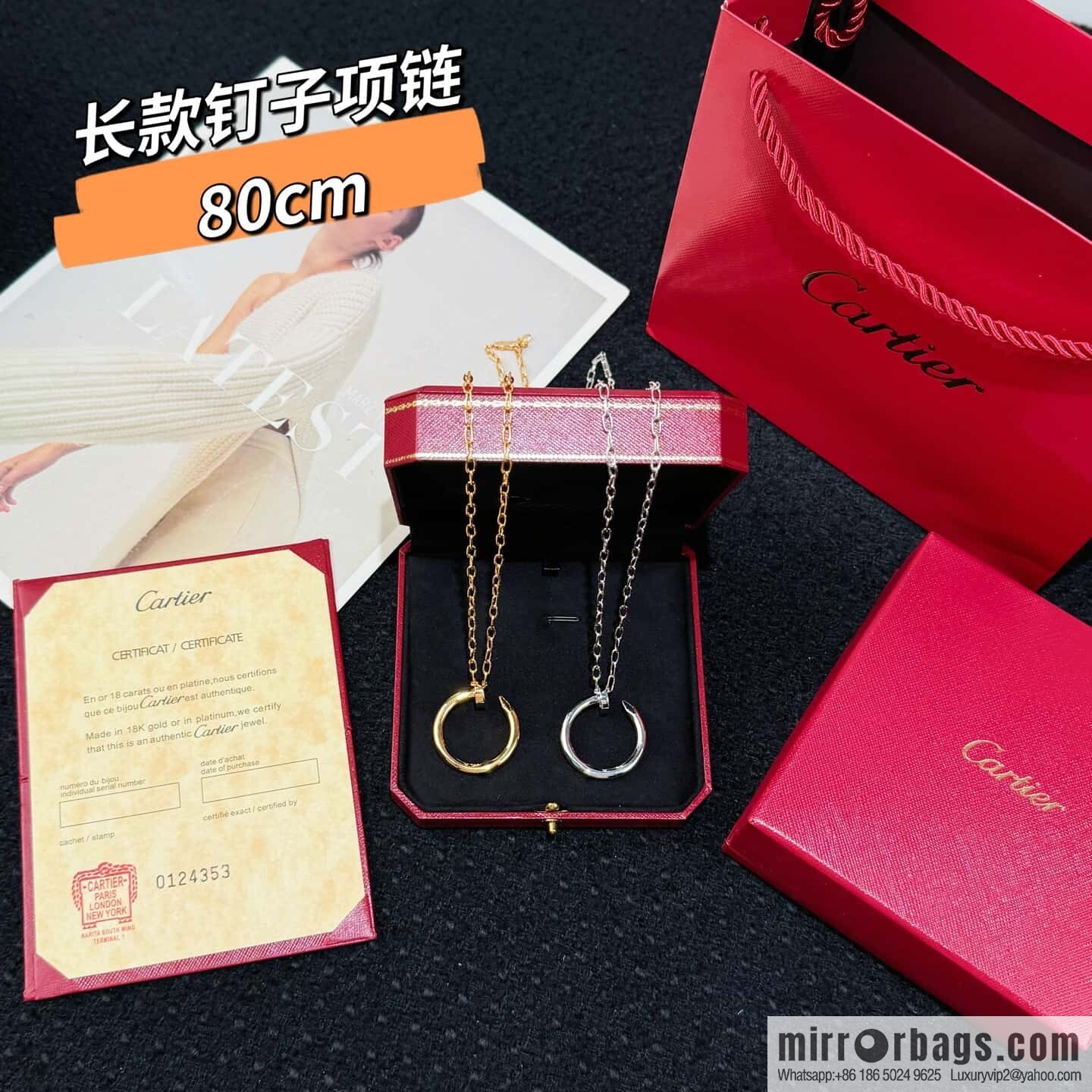❗New ❗ 80cm ☀☀ Cartier Cartier glossy nail necklace ☀