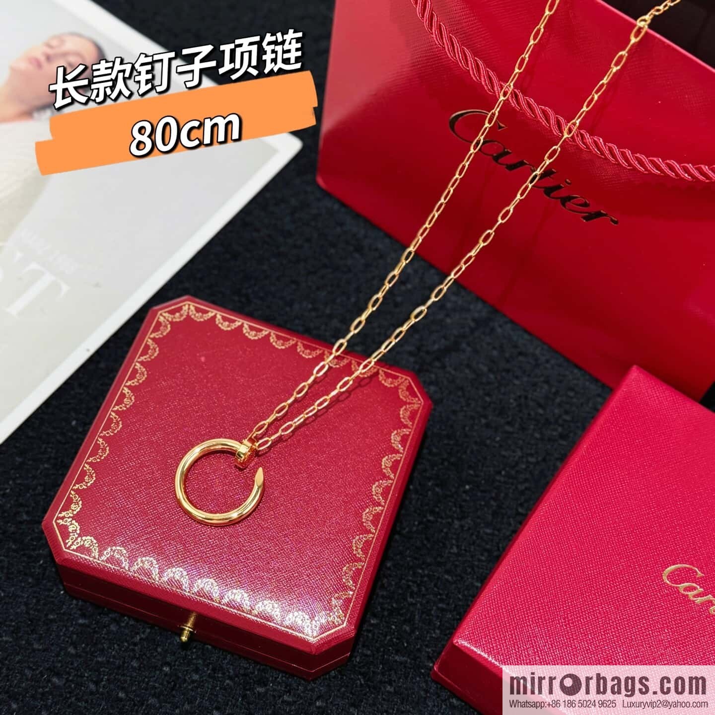 ❗New ❗ 80cm ☀☀ Cartier Cartier glossy nail necklace ☀