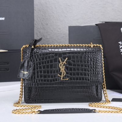Replica Ysl Sunset Medium In Crocodile Embossed Shiny Leather 1737