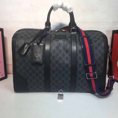 Replica Gucci Double G Black Carry-On Duffle 474131 Black/Grey