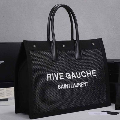 Alternative view of Replica Ysl Rive Gauche Tote Bag In Linen And Leather 4992