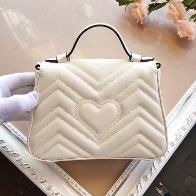 Alternative view of Replica Gucci Marmont Mini Top Handle Bag White/Pink/Red