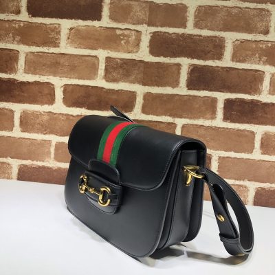 Alternative view of Replica Gucci Horsebit 1955 Python Small Shoulder Bag 602204 Black