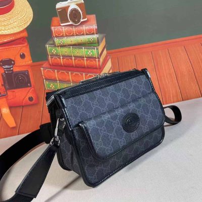 Alternative view of Replica Gucci Messenger Bag With Interlocking G Black/Grey 674164