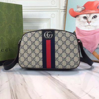 Replica Gucci Ophidia Double G Shoulder Bag- Black/White
