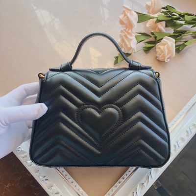 Alternative view of Replica Gucci Marmont Top Handle Bag Black/Brown/Green