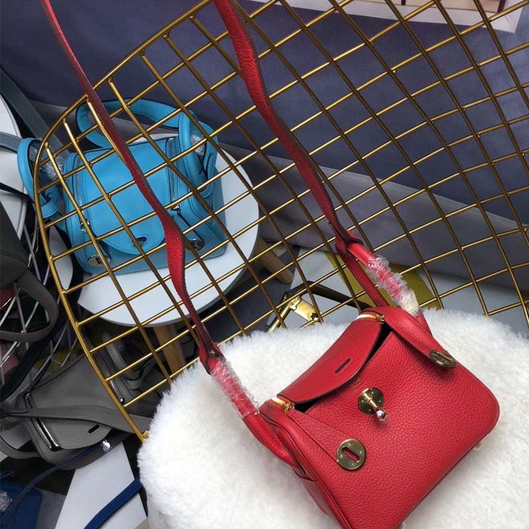 Replica Hermes Aaa-Lindy Mini Bag H079086Ck37 Black/Red/Grey - Image 21