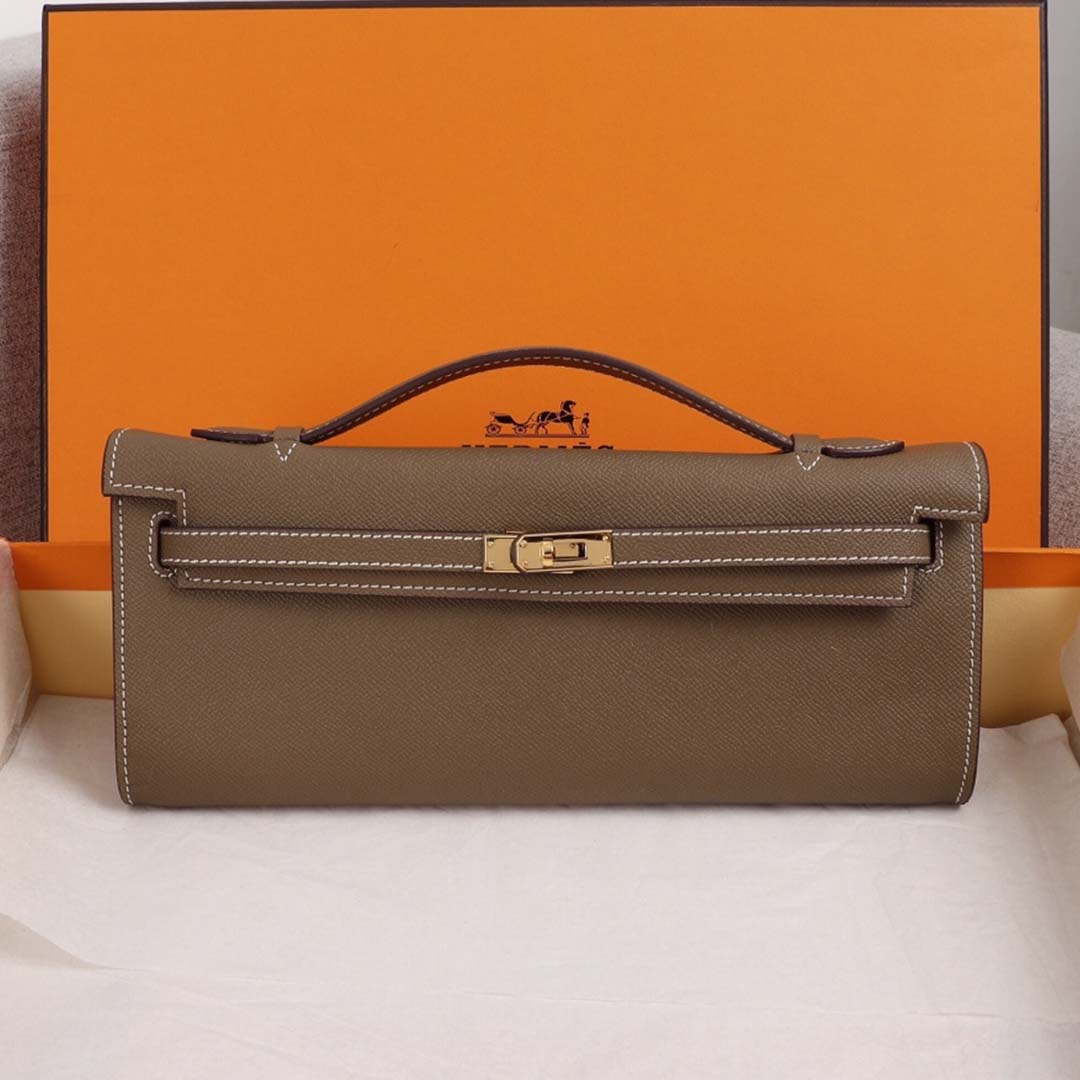 Replica Hermes Aaa-Kelly Cut Pochette Black/Brown/Blue - Image 11