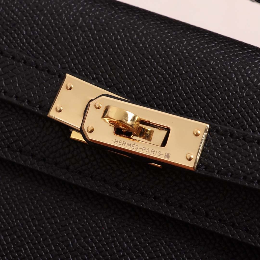 Replica Hermes Aaa-Kelly Cut Pochette Black/Brown/Blue - Image 14