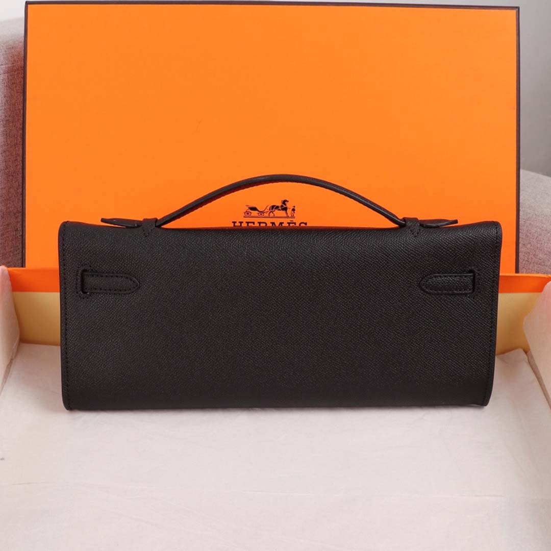 Replica Hermes Aaa-Kelly Cut Pochette Black/Brown/Blue - Image 15
