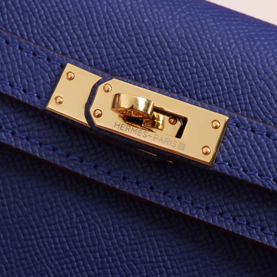 Replica Hermes Aaa-Kelly Cut Pochette Black/Brown/Blue - Image 19