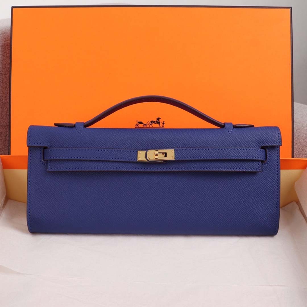 Replica Hermes Aaa-Kelly Cut Pochette Black/Brown/Blue - Image 20