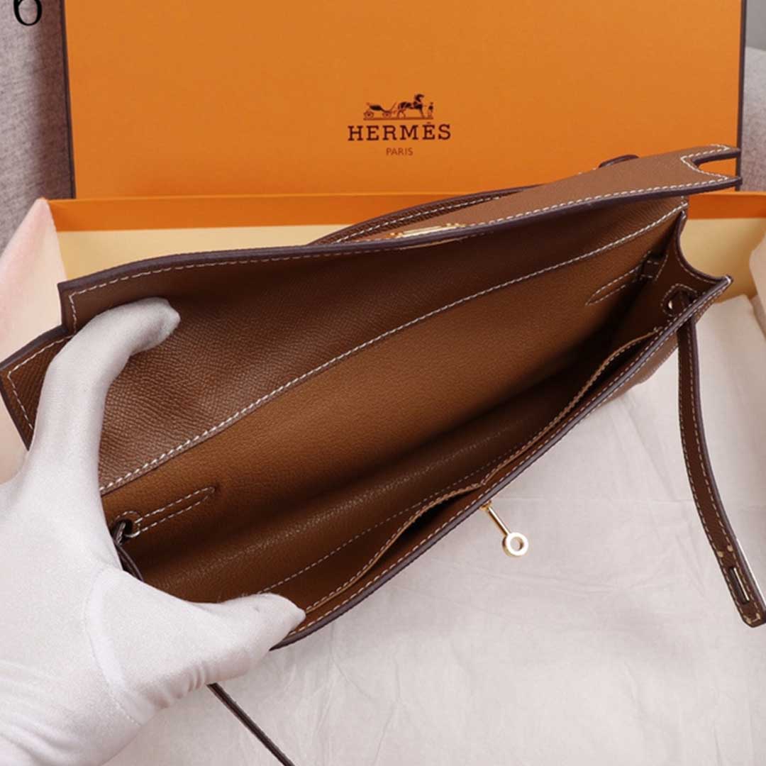 Replica Hermes Aaa-Kelly Cut Pochette Black/Brown/Blue - Image 5