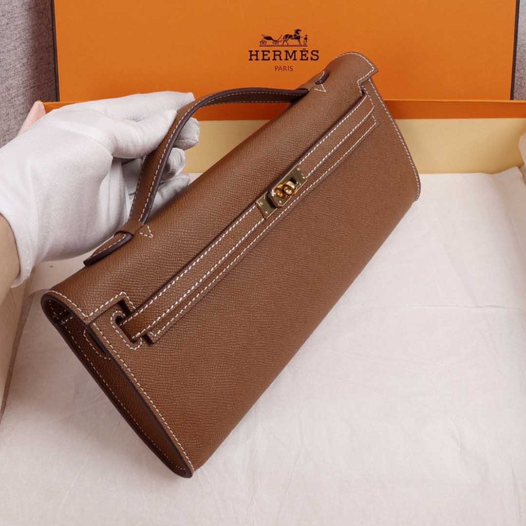 Replica Hermes Aaa-Kelly Cut Pochette Black/Brown/Blue - Image 7