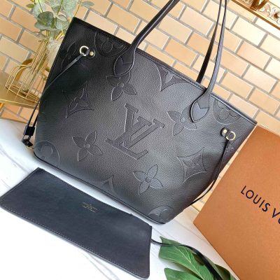 Replica Louis Vuitton Neverfull Mm Monogram Empreinte Leather M45685 Black/Beige/Blue
