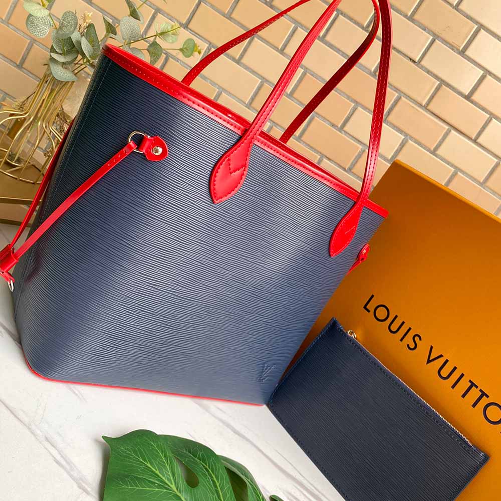 Replica Louis Vuitton Neverfull Mm Epi Leather M56947 Navy/Black/Red - Image 3