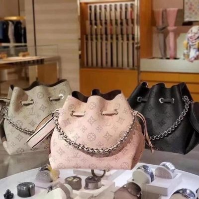 Replica Louis Vuitton Bella Bucket Bag Black/Pink/Grey