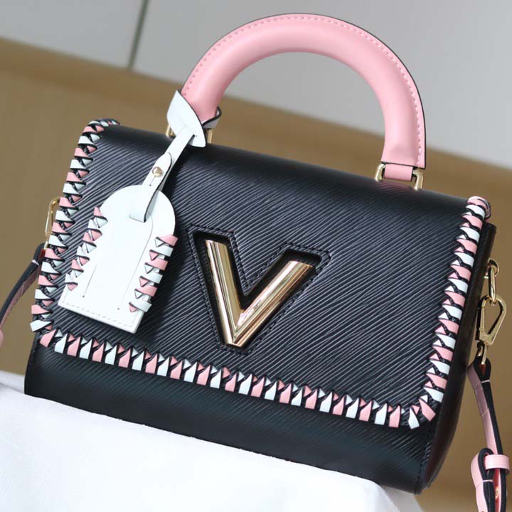 Replica Louis Vuitton Twist Mm Handbag Black/Pink/Brown - Image 2