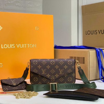 Replica Louis Vuitton Felicie StrapAmp; Go M80091 Green/Pink