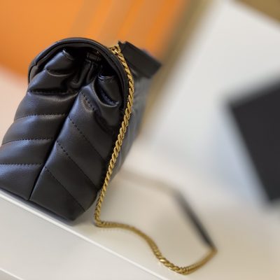 Alternative view of Replica Ysl Loulou Small Bag In Matelasse “Y” Leather- Black/Beige/Red