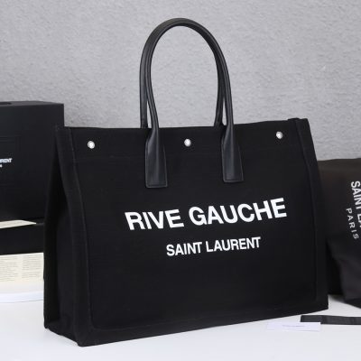 Alternative view of Replica Ysl Rive Gauche Tote Bag In Linen And Leather