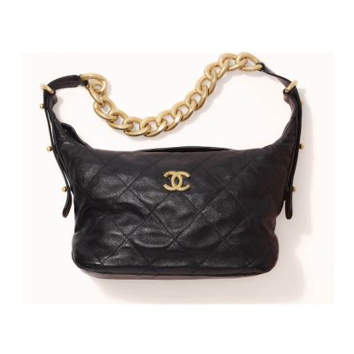 Replica Chanel Black Calfskin Leathe Hobo Bag As2910