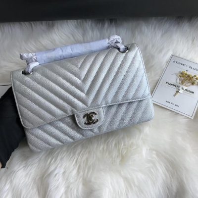 Alternative view of Replica Chanel Chevron Caviar Calfskin Classic Flap Bag A01112