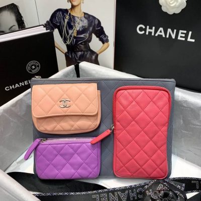 Replica Chanel Lambskin Cases With Accessories Ap1054 Gray, Pink, PurpleAmp; Light Pink