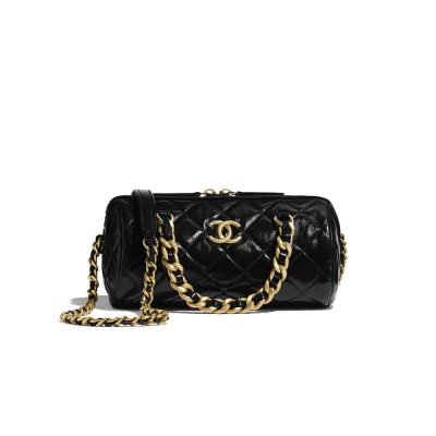 Replica Chanel Shiny Lambskin Small Bowling Bag As1899