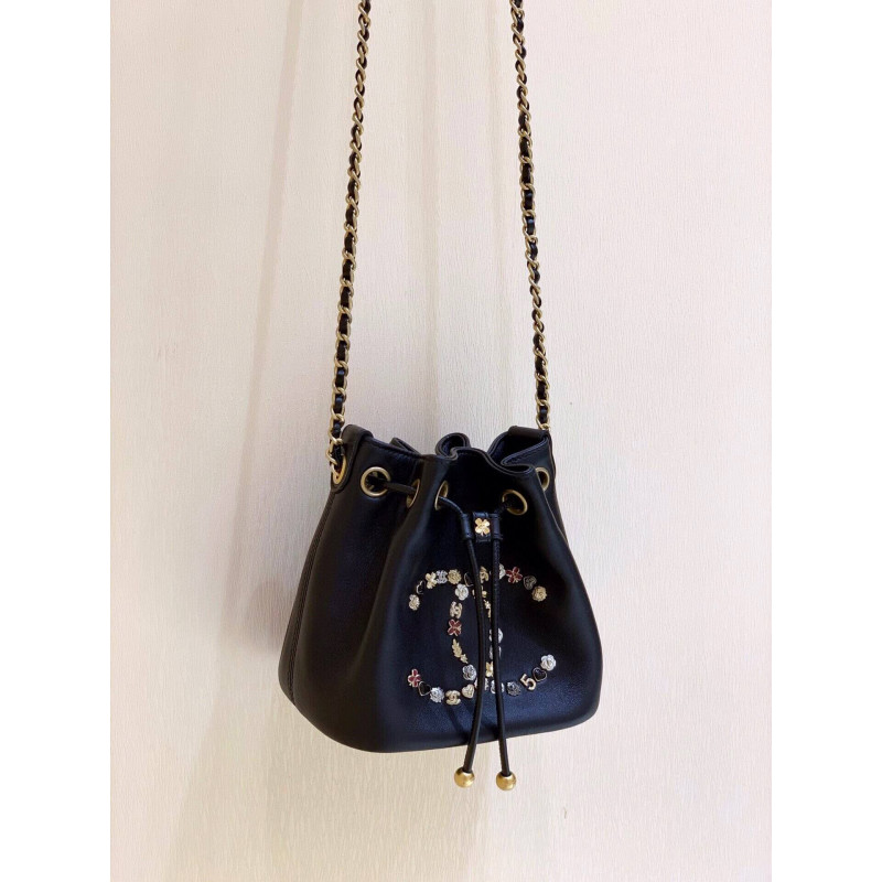 Replica Chanel Studded Cc Detail Drawstring Bucket Bag As1883 - Image 2