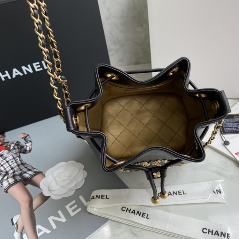 Replica Chanel Studded Cc Detail Drawstring Bucket Bag As1883 - Image 11