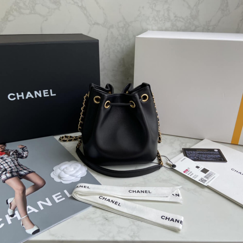 Replica Chanel Studded Cc Detail Drawstring Bucket Bag As1883 - Image 7