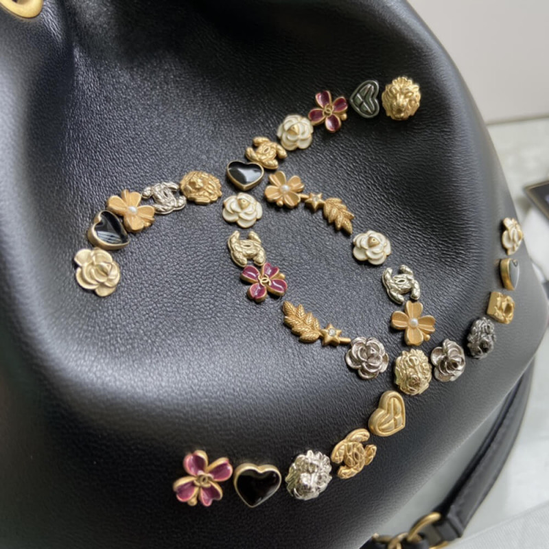Replica Chanel Studded Cc Detail Drawstring Bucket Bag As1883 - Image 10
