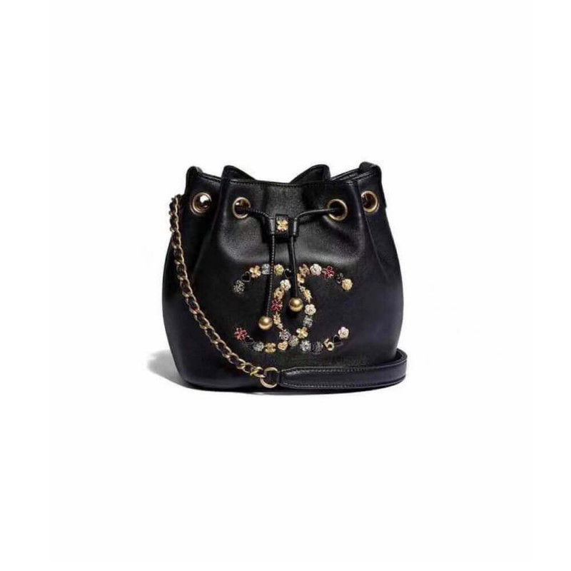 Replica Chanel Studded Cc Detail Drawstring Bucket Bag As1883