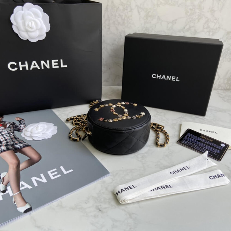 Replica Chanel Studded Cc Detail Round Bag As1180 - Image 8