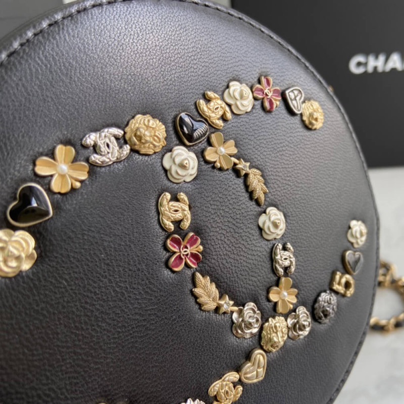 Replica Chanel Studded Cc Detail Round Bag As1180 - Image 10