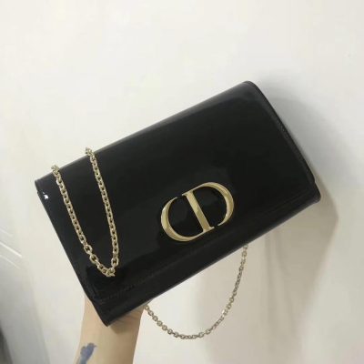 Alternative view of Replica Christian Dior Black 30 Montaigne Patent Calfskin Wallet On Chain S2059