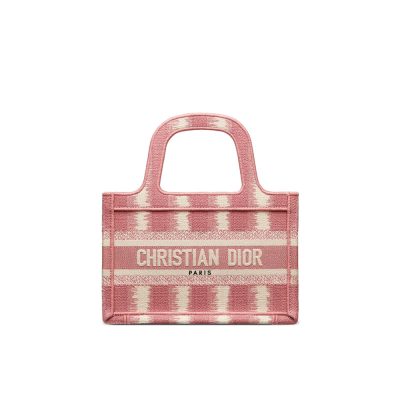 Replica Christian Dior Mini Book Tote Pink D-Stripes Embroidery S5475