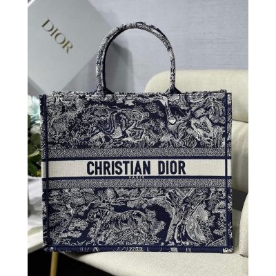Replica Dior Book Tote Blue Toile De Jouy Reverse Embroidery M1286
