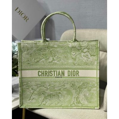 Replica Dior Book Tote Lime Toile De Jouy Reverse Embroidery M1286