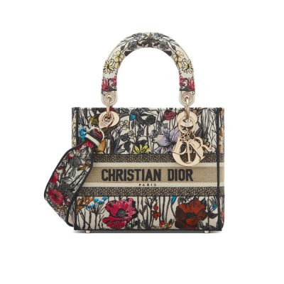 Replica Dior Medium Lady D-Lite Bag In Multicolor Mille Fleurs Embroidery M0565