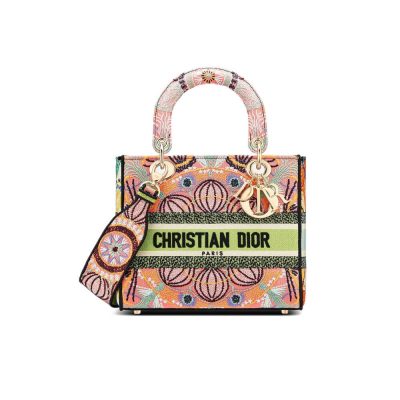 Replica Dior Medium Lady D-Lite Bag Multicolor Lights Embroidery M0565