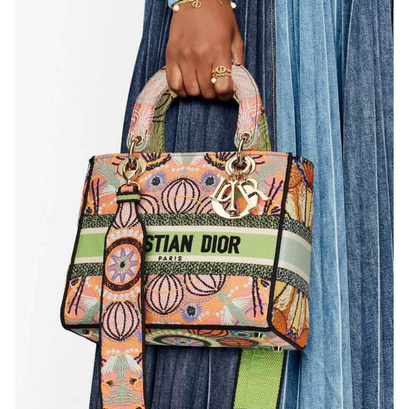 Replica Dior Medium Lady D-Lite Multicolor Dior In Lights Embroidery M0565 - Image 2