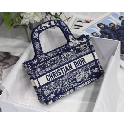 Replica Dior Mini Book Tote Blue Toile De Jouy Reverse Embroidery M1271