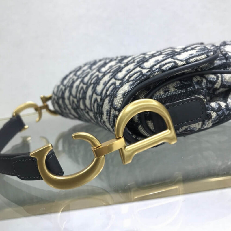 Replica Dior Mini Saddle Bag Blue Oblique Jacquard M0447 - Image 11